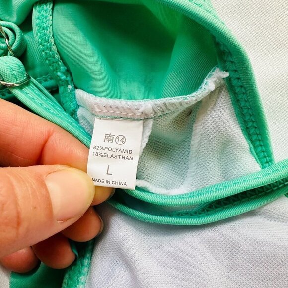 New Without Tags Turquoise Swim Top Flowy Tankini Swimsuit Size L - Picture 7 of 7